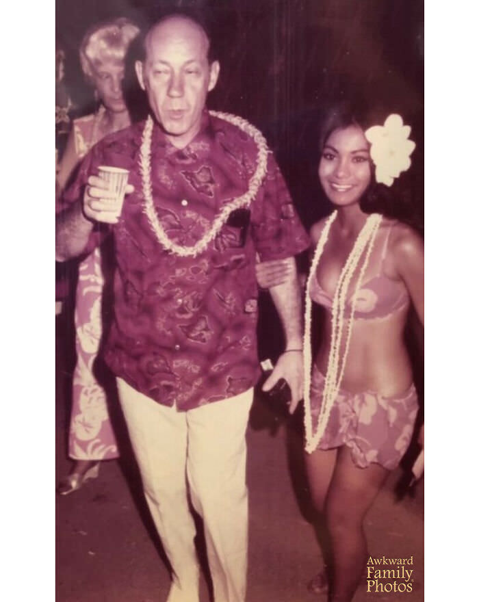 My grandparents in Hawaii in the early '70s. And no, that’s not grandma on the right. She’s on the left giving the stink eye. If looks could kill, that hula girl wouldn’t live to see her next luau.