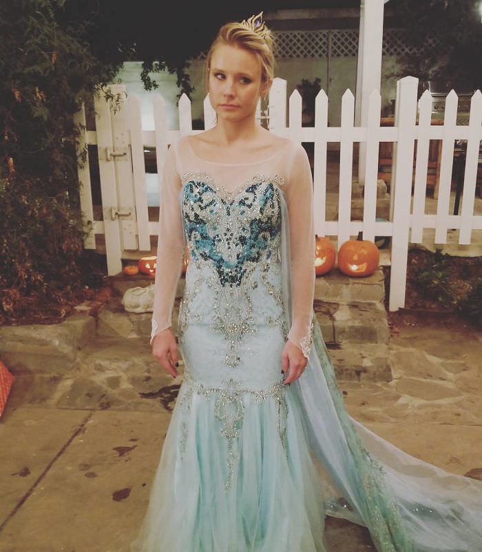 Kristen Bell, the voice of Anna in Frozen, had to be Elsa for Halloween because her daughter made her do it.