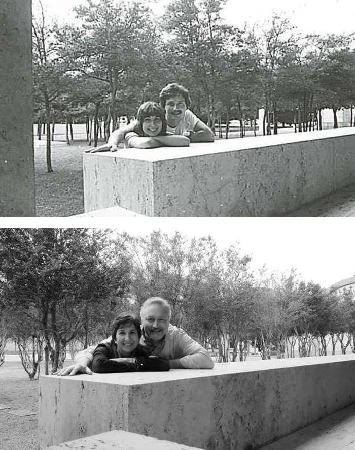My parents recreate picture 32 years later. Still in love.