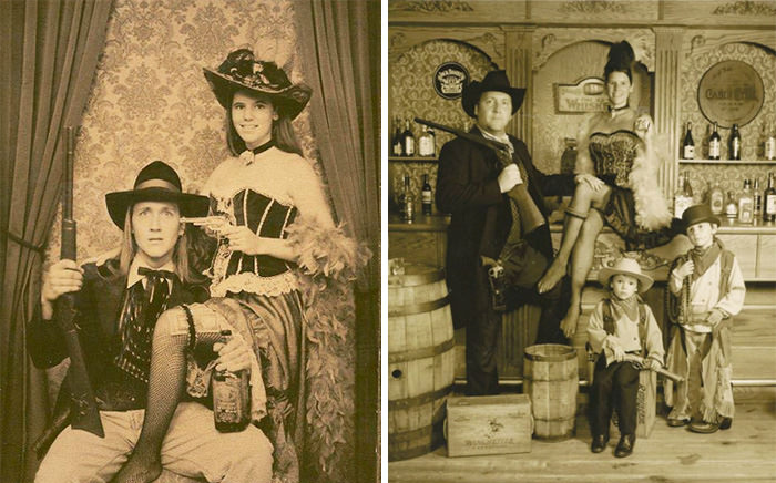 As teenagers on our first date, we took an "Olde West" photo. Exactly 20 years later, we took another one.