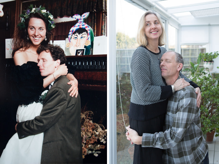 We tried to recreate our wedding photo here. 1991 and 2015.