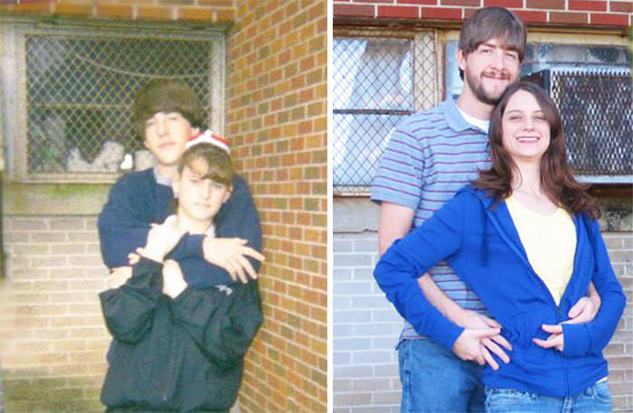 My wife and I, 1997 and 2007.