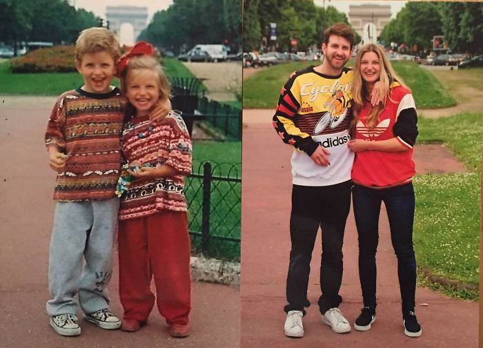Brother and sister in Paris - 1995 and 2015.