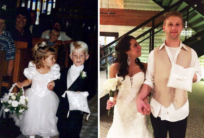 Flower girl and ring bearer (in 1995) get married 20 years later.