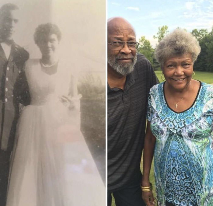 My grandparents 58 years ago and today.