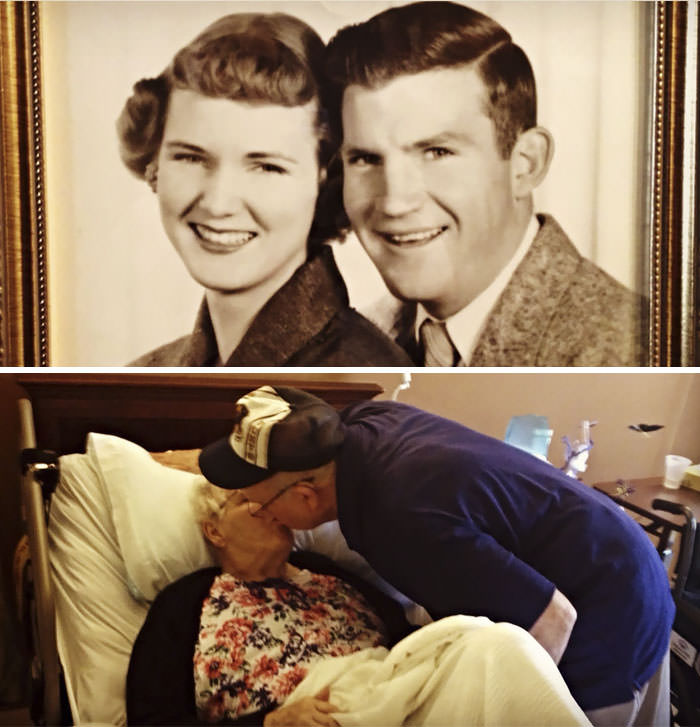 My nana and papaw, in 1951 when they eloped, and today, 62 years later. Still beautifully and irrevocably in love.