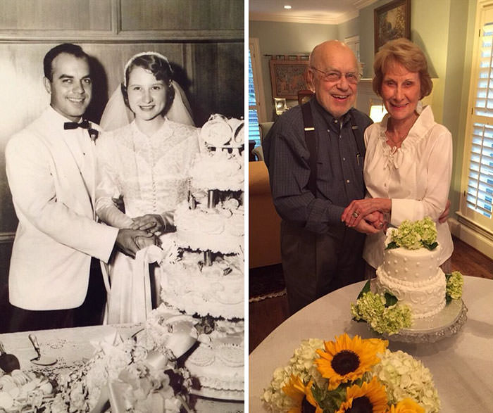 We re-created my grandparents' wedding photo on their 60th anniversary.