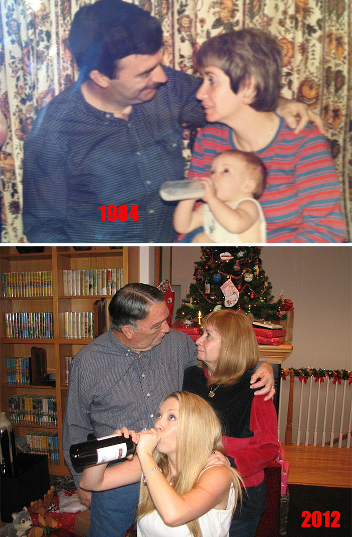 Christmas 1984 to Christmas 2012. The only thing that has changed is my choice of bottled beverage.