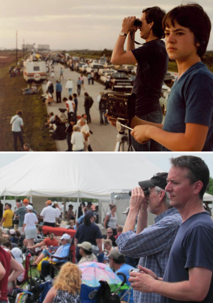 Father and son, the very first and last space shuttle launch, 30 years apart.