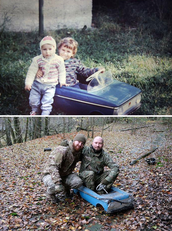 Two brothers return to their abandoned car in Pripyat.