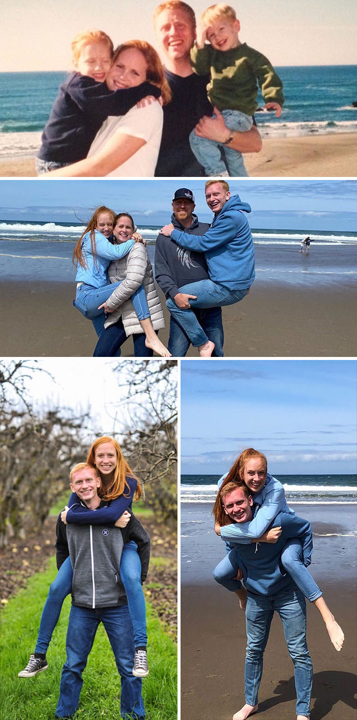 Attempted a couple photo remakes today. Made for some laughs... and maybe some sore backs.