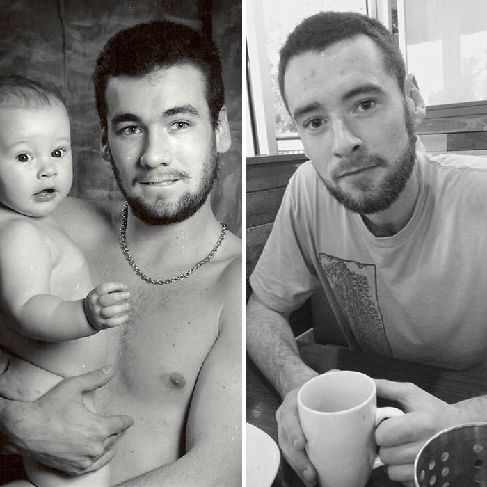 My deceased father and I at the same age, 24 years apart.