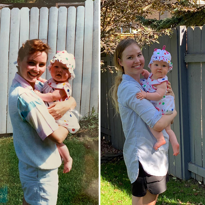 My wife and her mom at 6 months - 1989, my daughter and my wife today.