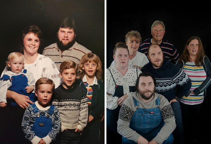 I forced my family to recreate my favorite family picture from 33 years ago.