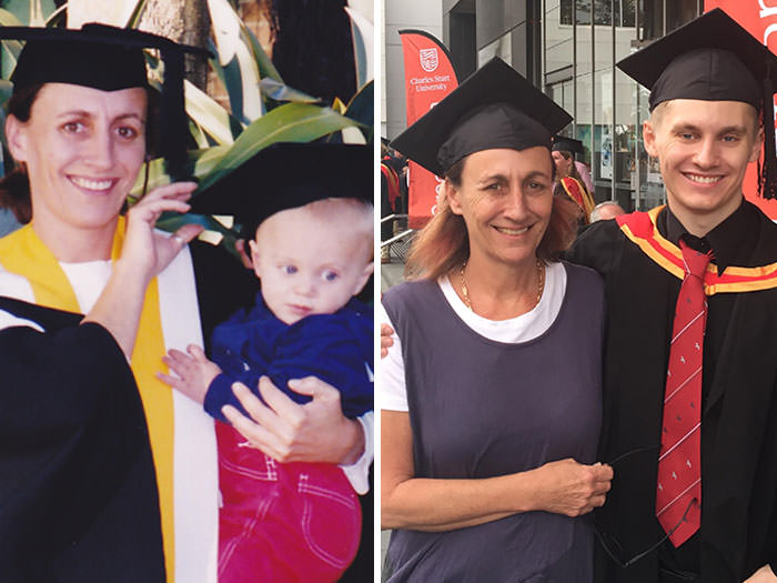 My mum's graduation as a nurse 21 years ago and my graduation as a paramedic 21 years later.