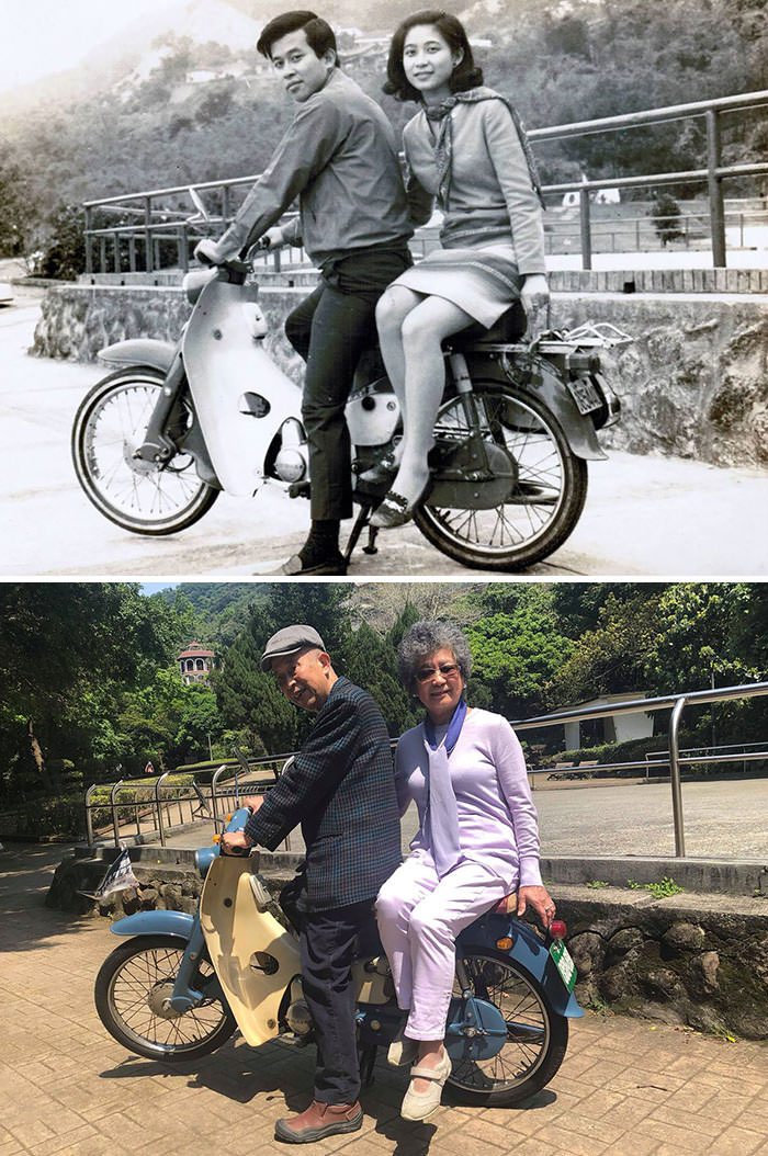 1967-2019: Same bike, same couple.