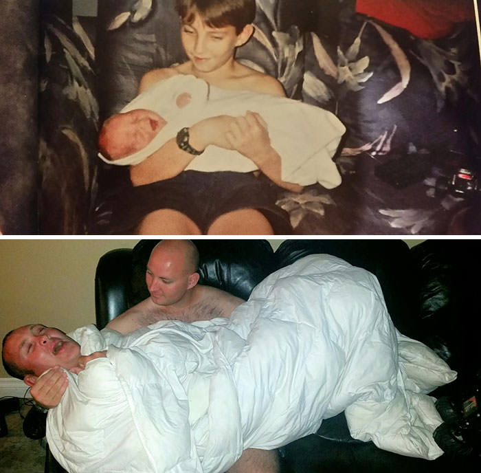 Me and my uncle recreated a pic 22 years later... It went as expected.