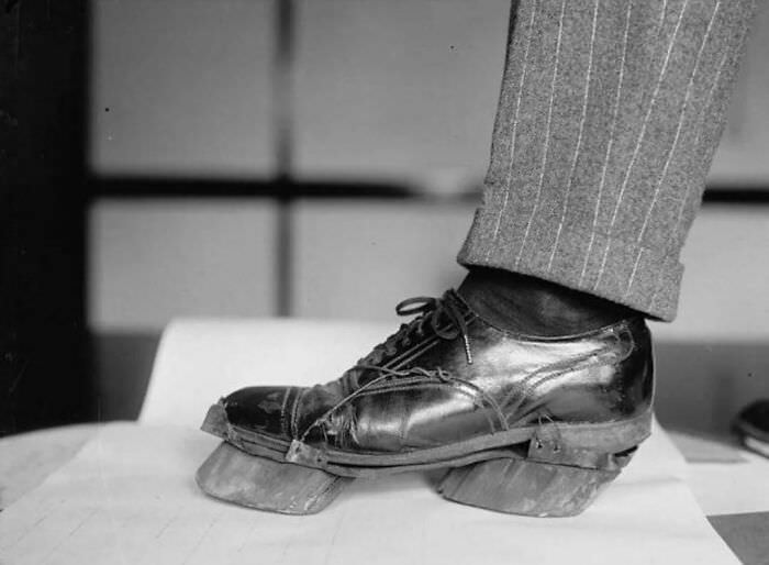Cow shoes used by moonshiners in the Prohibition days to disguise their footprints, 1924.