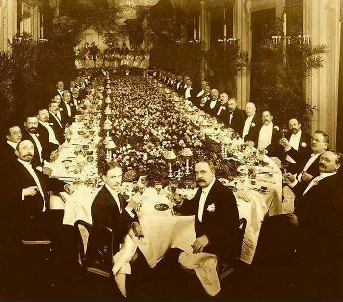 A dinner party at the Hotel Astor in New York City in 1904.