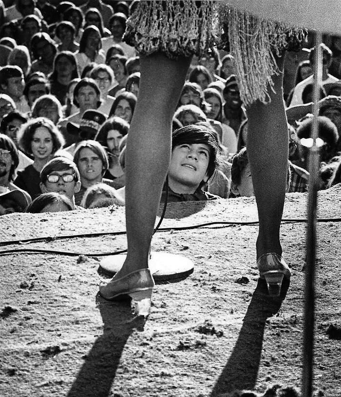 Boy mesmerized by Tina Turner ~ The Gold Rush Festival, Stockton, CA ~ September 1969. Photo by Robert Altman.