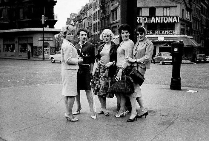 A group of five transsexual women in Paris - Miriam, Nana, Jacky, Gine & Sabrina. Photo by Christer Strömholm, 1959.