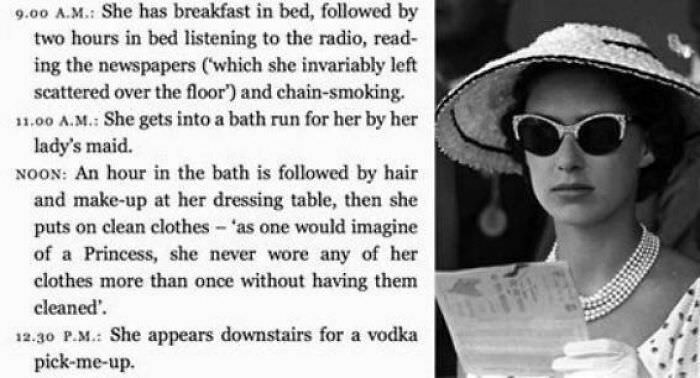 The morning routine of England's Princess Margaret, 1955.
