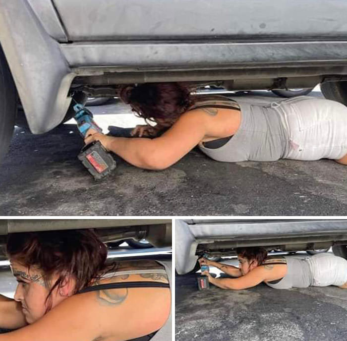 Stealing catalytic converters in broad daylight.