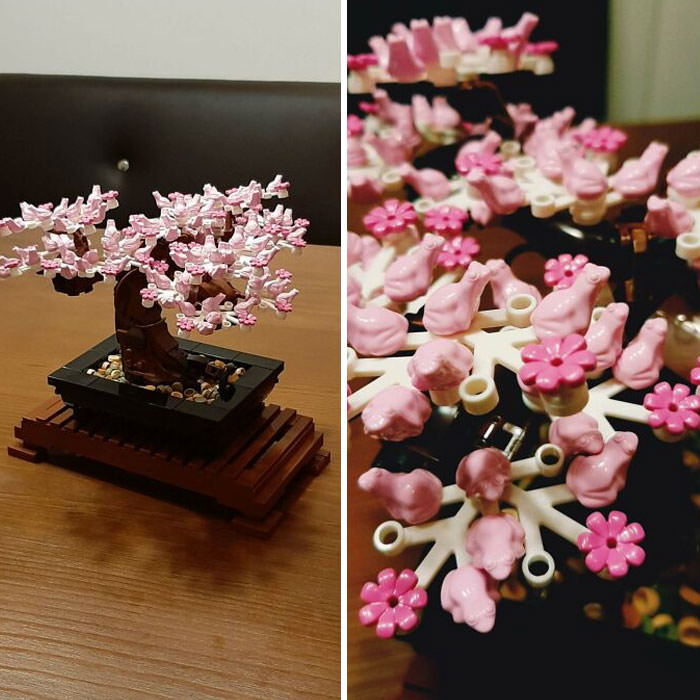 The blossoms on my LEGO bonsai are small frogs.