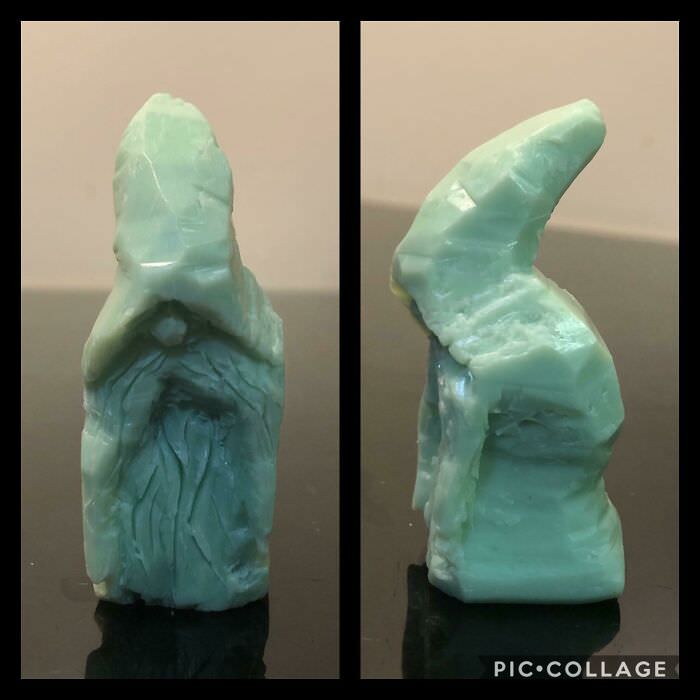 This cute wizard made out of soap is my son's first try at whittling.