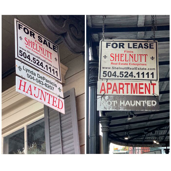 Real estate agents in New Orleans specify listings as "haunted" or "not haunted."