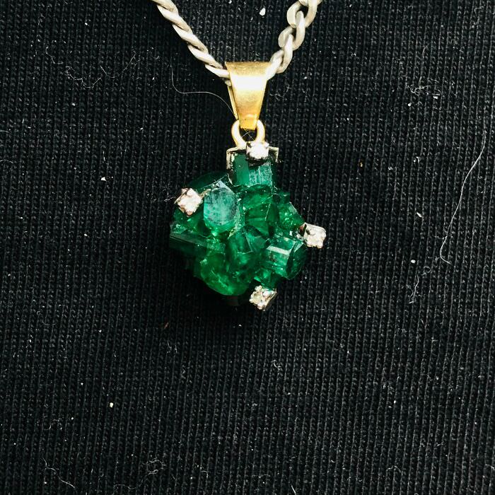 My raw emerald necklace from a small town antique shop.