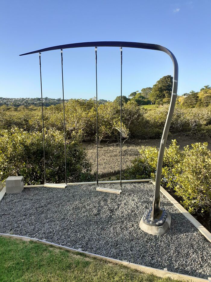 Swing made from a carbon fiber hydrofoil that was no longer needed.