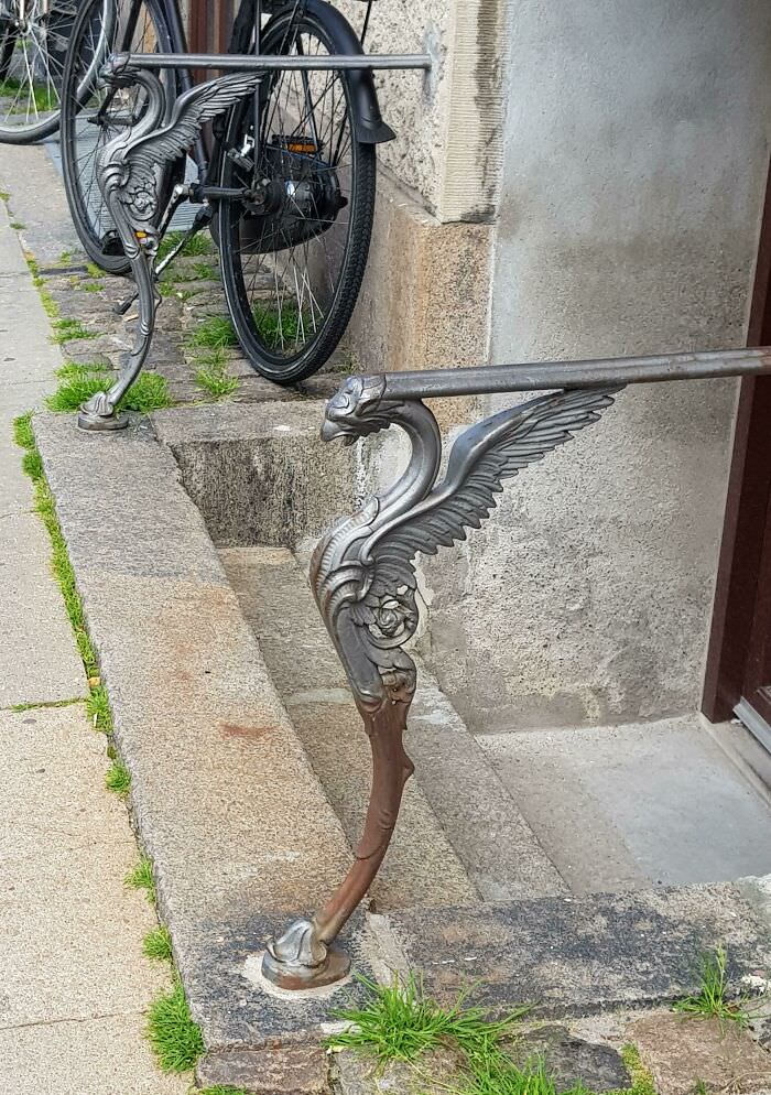 These old ornate handrails on an otherwise nondescript Copenhagen building.