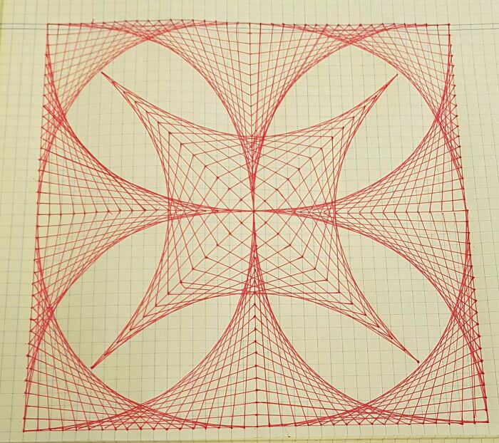 A drawing made exclusively from straight lines.
