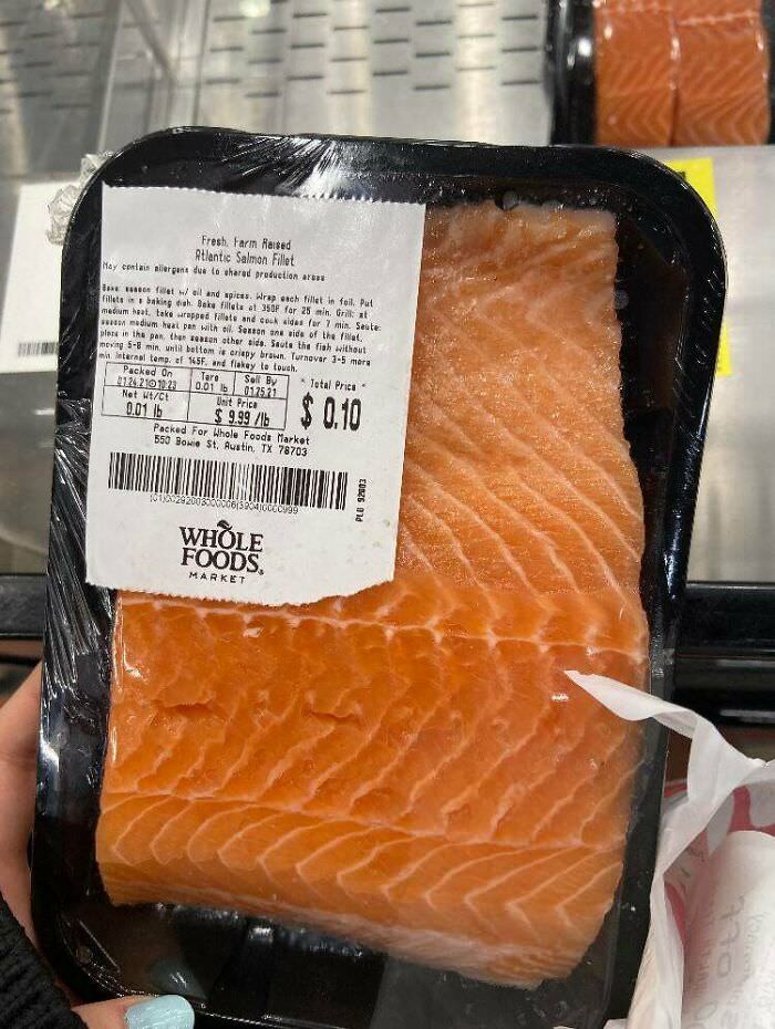 This extremely cheap mis-weighed piece of salmon.