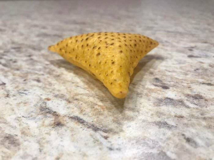 This perfectlypuffed tortilla chip that amazingly didn't break in the bag.