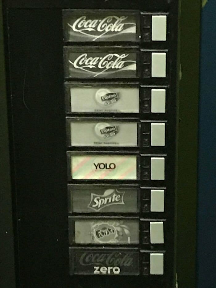 My university has a YOLO button that randomly dispenses a drink.