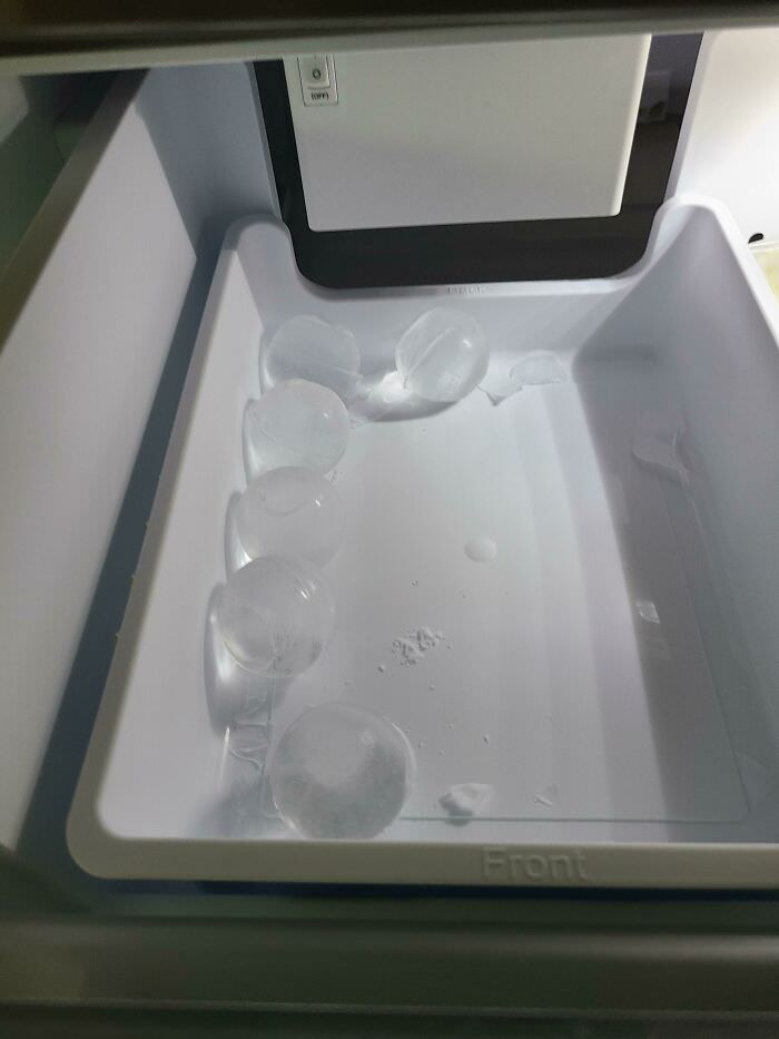 My freezer produces ice spheres rather than ice cubes.