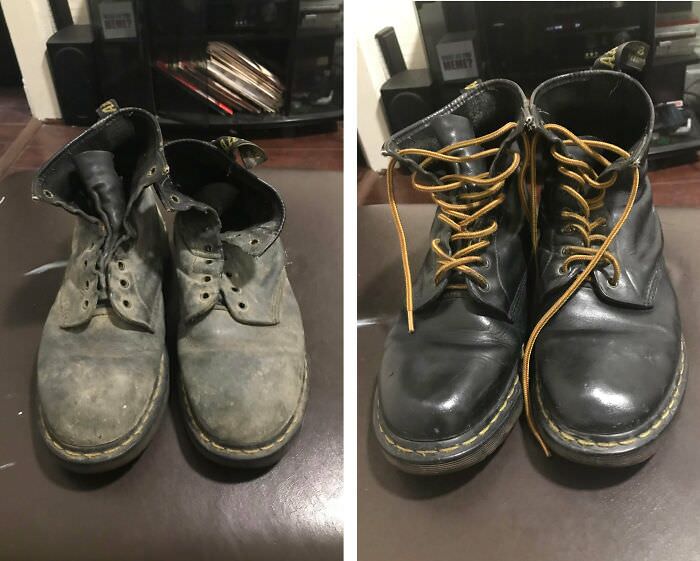 I restored a beat-to-hell old pair of Doc Martens I found lying around my neighborhood.