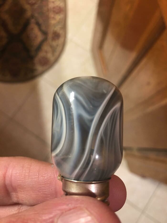 Burned-out microwave bulb left this smoke pattern inside.