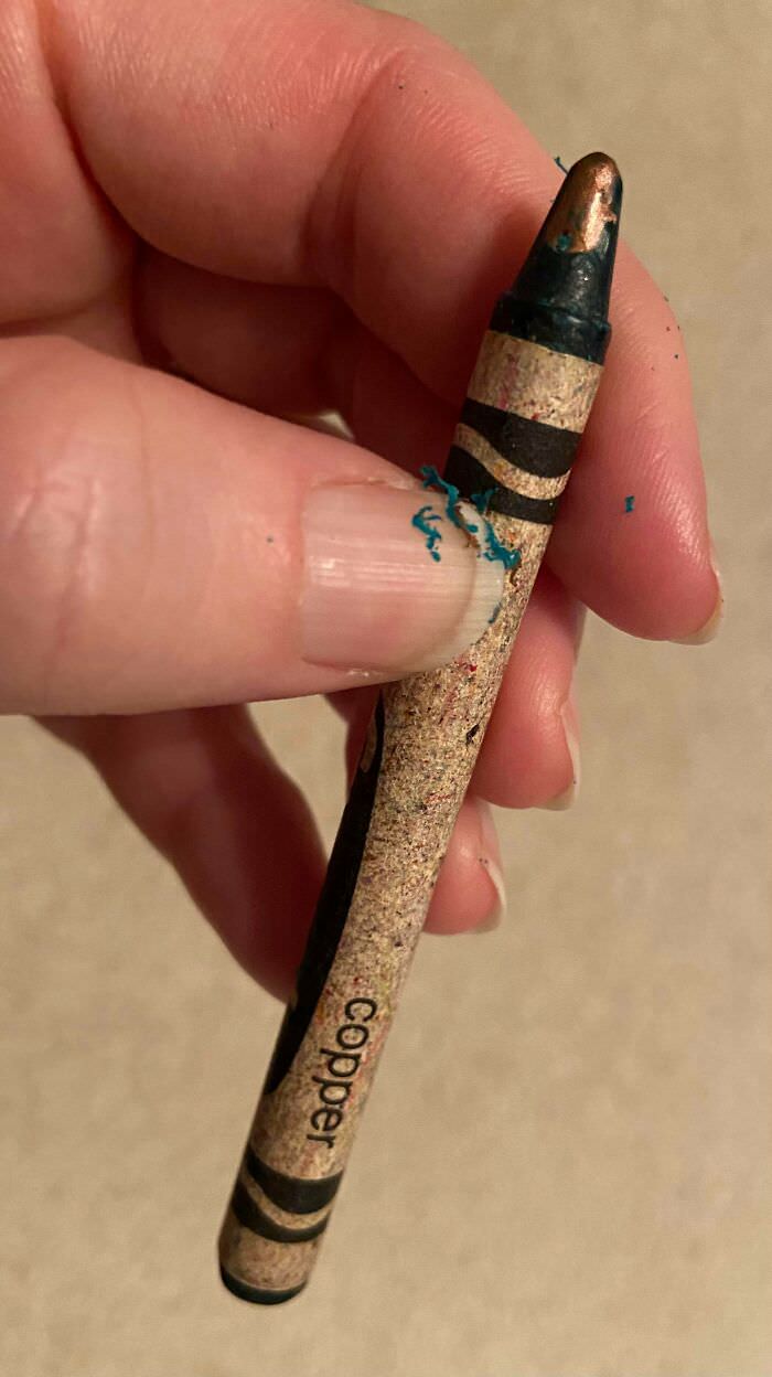 This old copper crayon turned green.