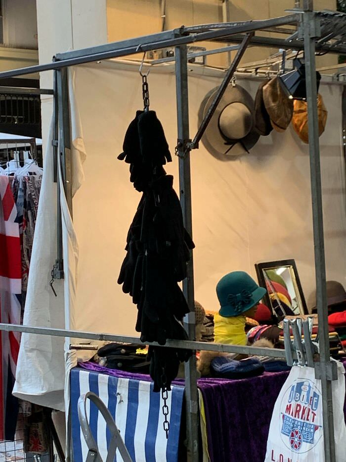 These hanging gloves in London look like Sherlock Holmes.