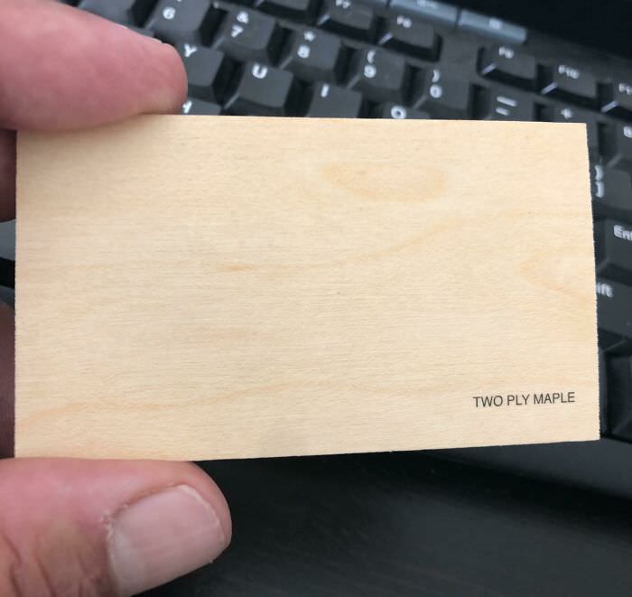 A tree guy came out today...his business cards are made out of wood.