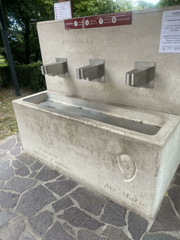 In Italy, they got free water in little towns. You can choose between water with gas, cooled, or regular.