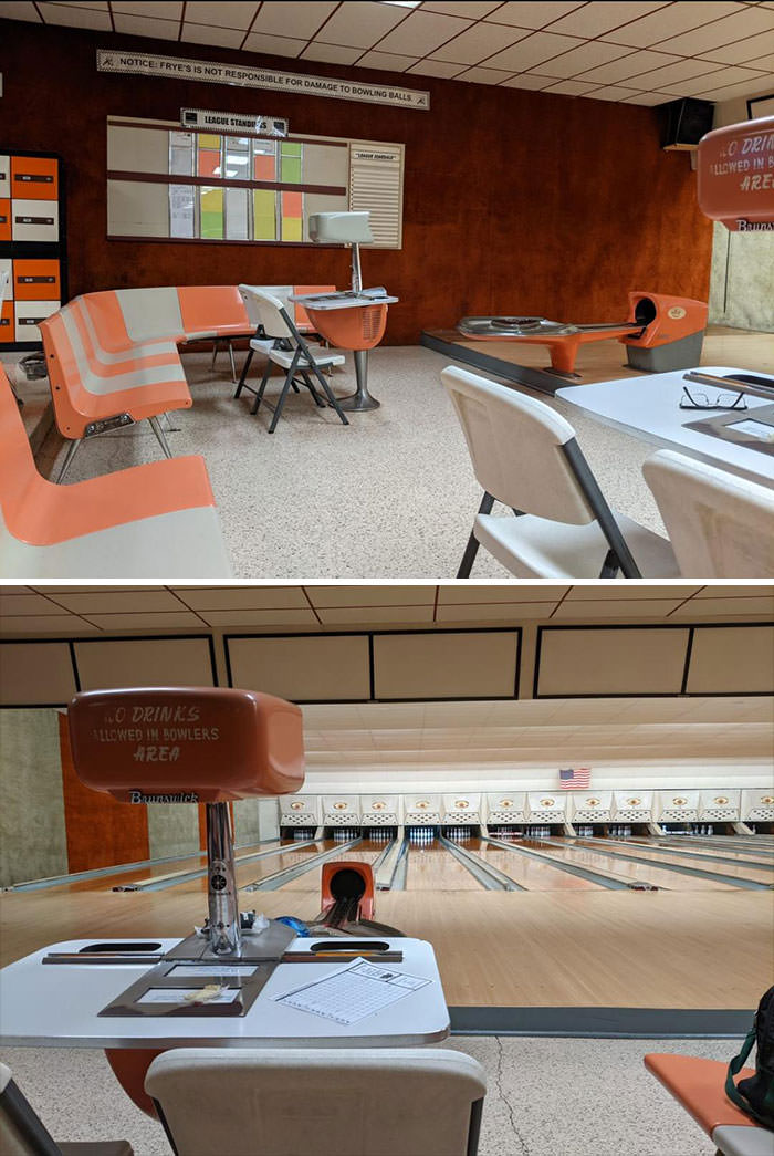 I bowled in a bowling alley that's stayed nearly unchanged since 1958. Frye's Lake Lanes in Concord, NC.