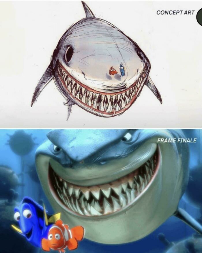 Concept art for Bruce from Finding Nemo.
