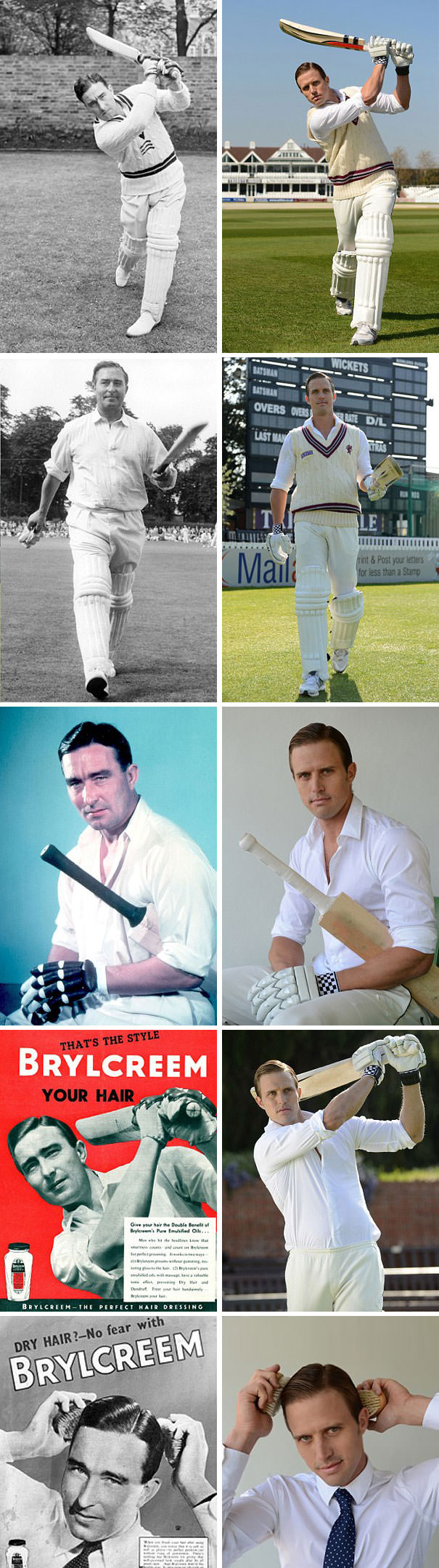 Nick Compton has recreated his grandfather Denis Compton's photos and adverts.