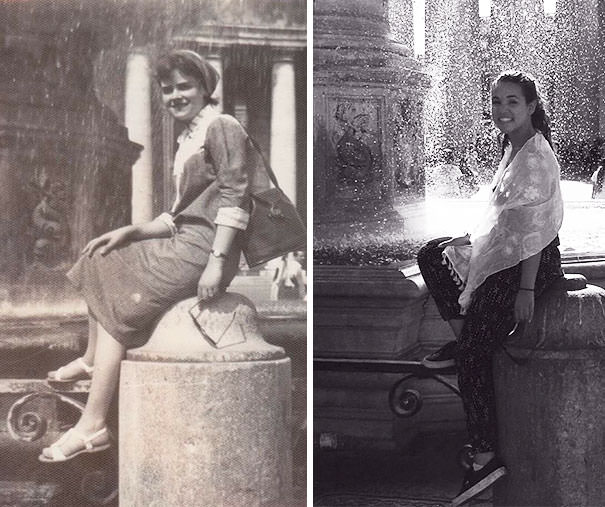 Recreated this picture of my grandmother today at Saint Peter's Square.