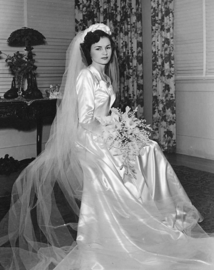 My mom on her wedding day, 1947.