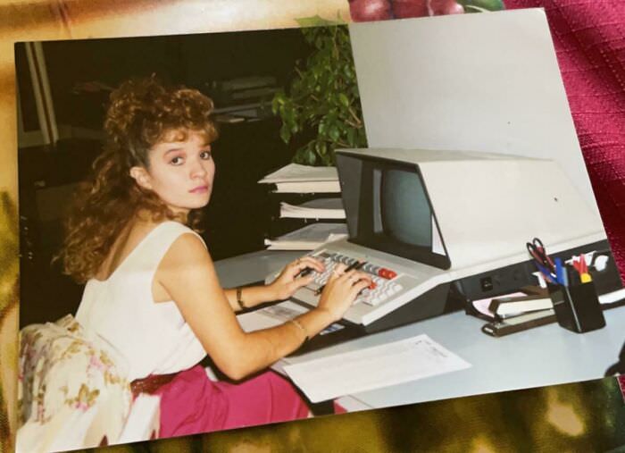 My mother working as a secretary in Los Angeles County, 1980.